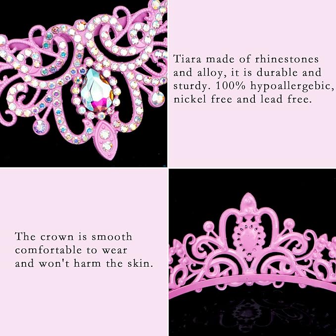 COCIDE Pink Tiaras and Crowns for Women Crystal Princess Tiara Rhinestone Queen Crown with Combs Bride Bridal Wedding Prom Halloween Christmas Birthday Party Hair Accessories for Girls