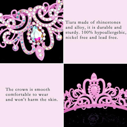 COCIDE Pink Tiaras and Crowns for Women Crystal Princess Tiara Rhinestone Queen Crown with Combs Bride Bridal Wedding Prom Halloween Christmas Birthday Party Hair Accessories for Girls