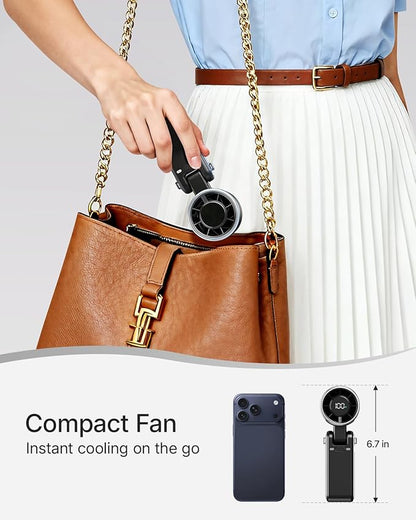 Portable Handheld Turbo Fan - 5 Gear High Speed 4000mAh Rechargeable Mini Personal Hand Fan Blow Cold Air, Battery Operated Travel Essentials, Beach Vacation, Gifts for Women, Men (Black)