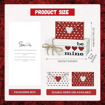 Smile Valentine's Day Wooden Book Decor Be Mine Envelope & Heart - Themed Signs, Valentine Indoor Decoration