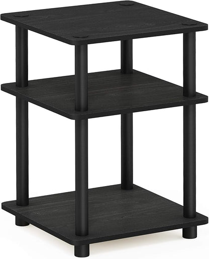 Furinno TURN-N-TUBE Side Table, 3-Tier End Table, Open Shelves Nightstand, Night Stand, Bedside Table, Easy Assembly, for Living Room, Bedroom, Blackwood | Easy Assembly, Multipurpose