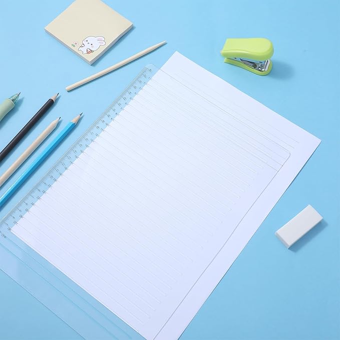 Straight Line Stencil with Wooden Scratching Pen, 0.35inch Spacing, Plastic Writing Guide Template Line Drawing Stencil Template for Journaling, Calligraphy Stencils Line Stencils for Drawing