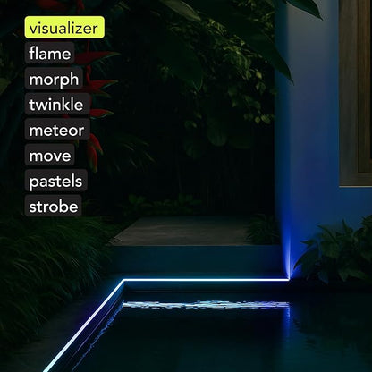 LIFX Supercolor Neon Flex Outdoor Smart Rope Light, 16ft RGBW LED Strip with Polychrome Technology, 60 Addressable Zones, Bendable Silicone, Wi-Fi, Works with Alexa, Google, HomeKit, LFXNEON16/WP