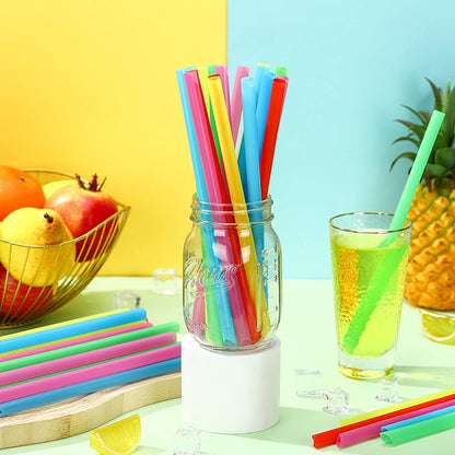 Vesici 1600 Pcs Jumbo Smoothie Straws Bulk Plastic Milkshake Wide Mouthed Disposable Drinking Straws, 0.43 x 9.45 Inch(Classic Color)
