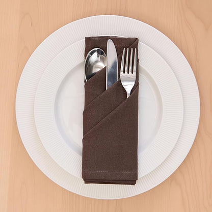 Encasa XO Dark Taupe Cloth Napkins Set of 6, 17"x17" | Solid Color Cotton Dinner Napkins | Washable & Reusable Napkins for Dining Table Fall Decoration, Holiday & Christmas Festivals
