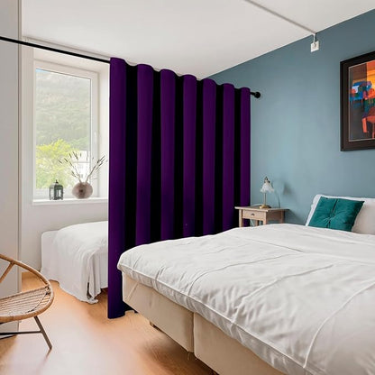 ChrisDowa Room Divider Curtain 90 Inches Long, Wide Blackout Sliding Door Curtain for Bedroom, Room Darkening Privacy Window Curtain for Patio Door (1 Panel Set, Royal Purple, 100 x 90 Inch)
