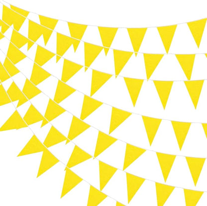 100 Feet Pennant Banners Flags 75 Solid String Triangle Flags for Grand Opening, Carnival Theme Birthday Party Decoration Outdoor Events Classroom Decoration(Yellow)