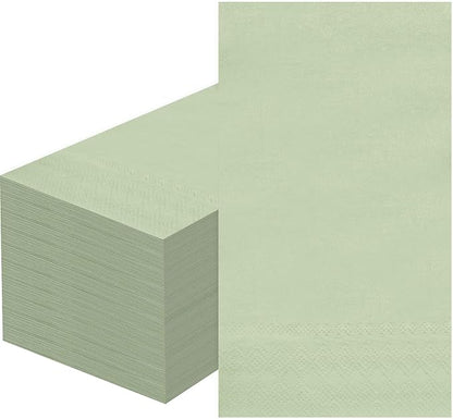 100 Pcs Sage Green Paper Napkins Disposable - Sage Green Guest Dinner Napkins for Bathroom Bridal Shower Wedding Birthday Anniversary Party