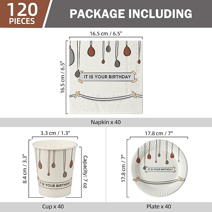 120 PCS It Is Your Birthday Disposable Birthday Party Supplies Set, The Office Merchandise Party Decoration Paper Cups, Plates and Napkins for The Office TV Show Fans Family, Friends and Coworkers