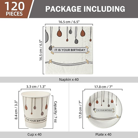 120 PCS It Is Your Birthday Disposable Birthday Party Supplies Set, The Office Merchandise Party Decoration Paper Cups, Plates and Napkins for The Office TV Show Fans Family, Friends and Coworkers