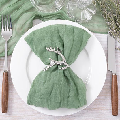 Socomi Green Cheesecloth Napkins Sage Fall Thanksgiving Cheese Cloths Gauze Set of 24 Boho Washable Dinner Table Napkins for Wedding Party Baby Shower Birthday Party Decor
