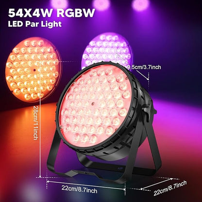 Big Dipper LED Stage Lights Par Lights 54X4W RGBW 4in1 Bright Lighting with High CRI Master-Slave DMX 512 Sound Activated Uplights for Event Concert Club Church 1 Pack