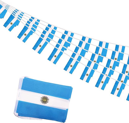 Argentina Small String Flags, 50 Feet 38 Pcs Argentine Pennant Banner Bunting Flags, Patriotic Events, Independence Day, Country Festival, Commemoration, Decorations (Argentina)