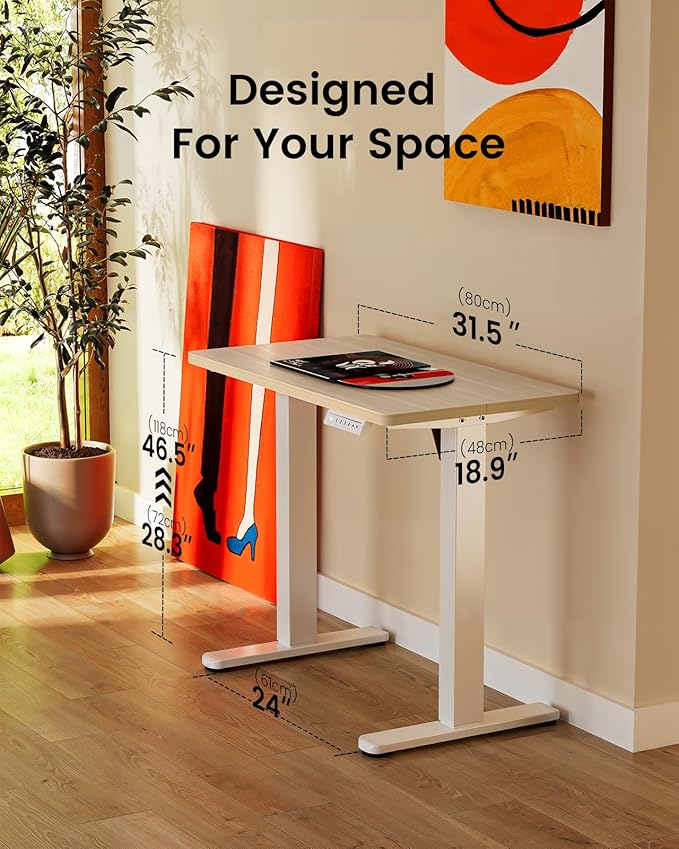 ErGear Height Adjustable Electric Standing Desk, 32 x 19 Inches Sit Stand up Desk, Memory Computer Home Office Desk, Natural