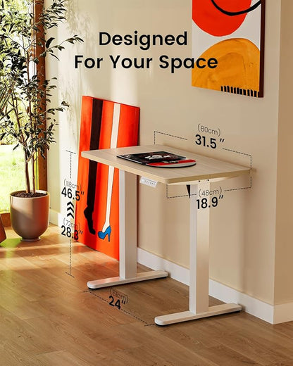 ErGear Height Adjustable Electric Standing Desk, 32 x 19 Inches Sit Stand up Desk, Memory Computer Home Office Desk, Natural