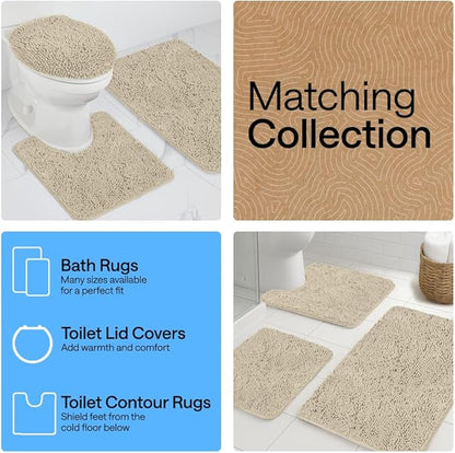 GORILLA GRIP Bath Rug Mat 36x24, Thick Soft Absorbent Chenille, Quick Dry Microfiber Mats, Rubber Backing Washable Shower Floor Rugs, Bathmat Runner, US Designed Bathroom Home Decor Accessories Sand