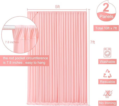 Blush Pink Backdrop Curtain for Parties Baby Shower Wrinkle Free Pink Photo Curtains Backdrop Drapes Fabric Decoration for Wedding Birthday Party 5ft x 7ft,2 Panels