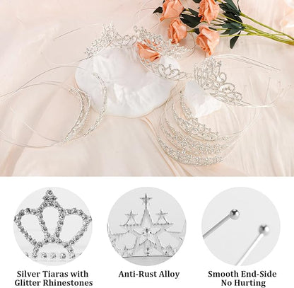 16 Pcs Tiaras Crowns Headbands for Women Girls Silver Princess Tiara Bulk Crown Tiaras Rapunzel Crown for Wedding Birthday Crystal Tiara for Prom, Bride, Pageant, Halloween