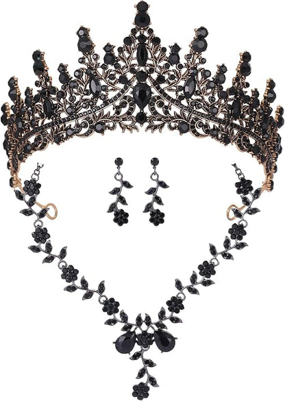 Kamirola Tiaras and Crowns for Women,Tiaras Earrings Necklace, Crystal Bridal Jewelry Set (TR48)