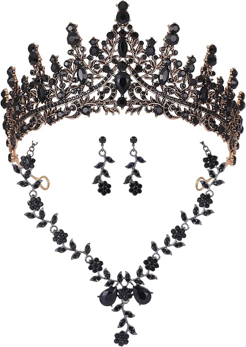 Kamirola Tiaras and Crowns for Women,Tiaras Earrings Necklace, Crystal Bridal Jewelry Set (TR48)