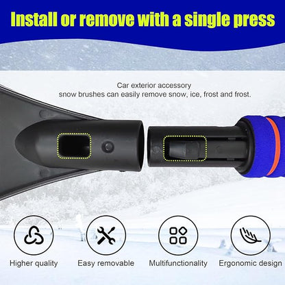 24 Inch Car Snow Scraper and Brush, Detachable Scratch Free Ice Scraper with Ergonomic Foam Grip, Universal Winter Snow Removal Tool for Car Windshield Window (Blue)