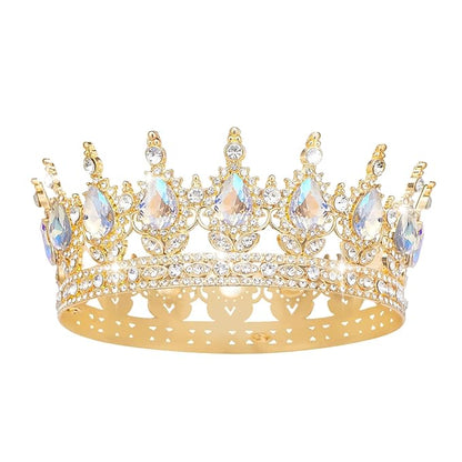 Queen Crown Rhinestone Wedding Crowns and Tiaras for Women Costume Party Hair Accessories Princess Birthday Crown Crystal Bridal Crown (KC Gold & Moonlight Crown)