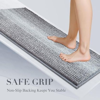 BSICPRO Bathroom Rugs, Bath Mat Non Slip 17 x 24 Inches Water Absorbent Chenille Floor Mats Machine Washable (Stone Blue)