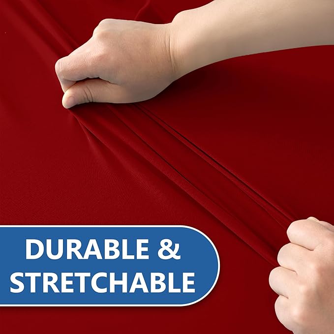 Stretch Spandex Table Cover for 4 Foot Folding Tables-8 Pack Red Fitted Elastic Christmas Tablecloths for Rectangle Tables Protector for Party, Wedding, Vendor Booth Display, Banquet Event