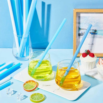 Tessco for you Jumbo Smoothie Straws Bulk Large Plastic Disposable Bubble Tea Straws Wide-Mouthed Individually Wrapped for Tall Homemade Milkshakes Drinking(9.84 Inch,Blue,600 Pcs)