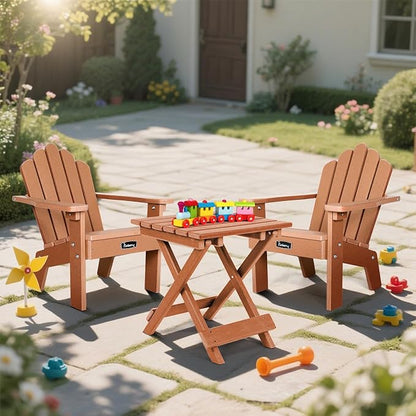 FUNBERRY Kids Outdoor Chair, CPC Certified HDPE Kids Adirondack Chairs Set of 2, All Weather Easy Installation Toddler Outdoor Chair with Ergonomic Design for Patio, Garden, Picnic, Backyard, Beach