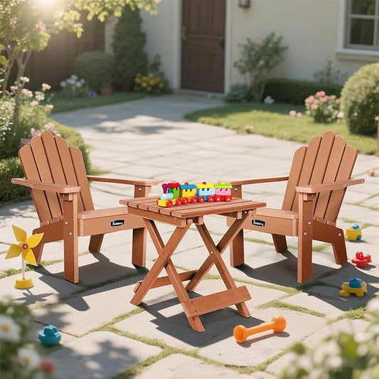 FUNBERRY Kids Outdoor Chair, CPC Certified HDPE Kids Adirondack Chairs Set of 2, All Weather Easy Installation Toddler Outdoor Chair with Ergonomic Design for Patio, Garden, Picnic, Backyard, Beach