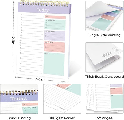 Taja To Do List Notepad - To Do List Notebook for Work with 52 Sheets, 9.8" x 6.5", Undated Daily Planner Perfect for Daily Tasks and Goal Setting, Notepad Suitable for Office, Home & School - Violet Dream