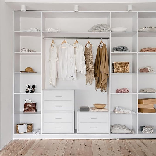 BOLUO Stackable Storage Drawers Closet Organizers and Storage Fabric White 2 Drawer Dresser for Bedroom 2 Packs Modern