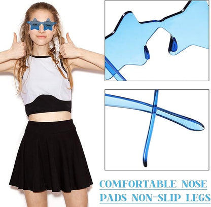 Cindeer 40 Pairs Rimless Star Shape Sunglasses Colorful Transparent Sunglasses Pentagram Glasses for Party