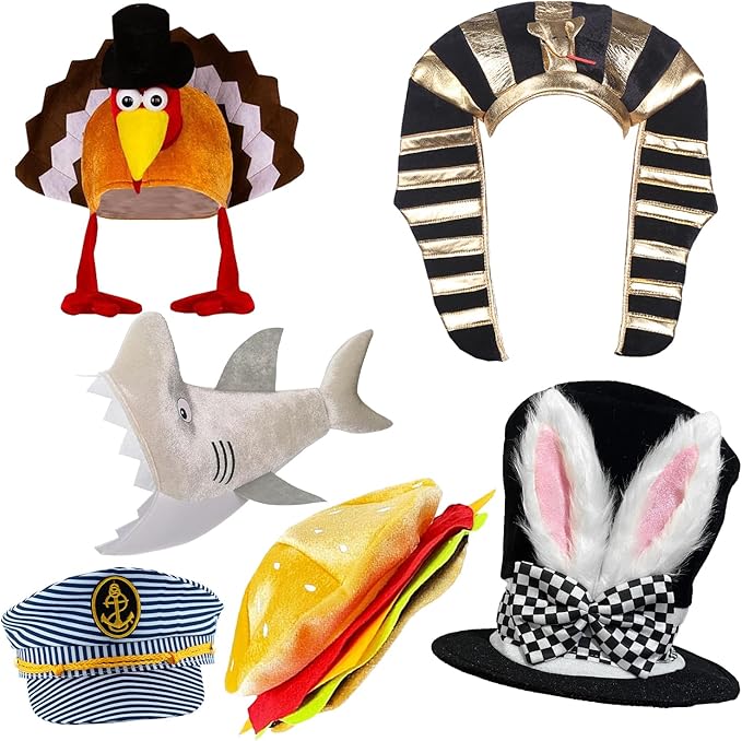 Bulk Premium Funny Hats, 24 Assorted Dress Up Costume Hat, Crazy Party Hats, Novelty Party Hats, Costume Hats for Adults, Teens, Photo Booth Prop for Graduation, Wedding, Birthday, Bachelorette, etc
