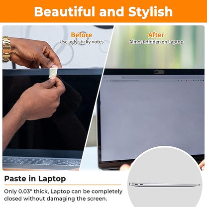 Laptop Camera Cover Slide Cute, Ultra Thin Webcam Cover for iPhone iPad MacBook Pro Computer iMac Cell Phone PC Accessories, Camera Blocker Slider, Great for Privacy (6*Big Black)