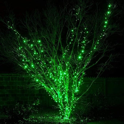 kemooie 300 LED Green Christmas Lights, 99 FT 8 Twinkle Modes Connectable Plug in Green Wire String Lights, Waterproof Christmas Lights for Party Irish St Patrick's Day Xmas Decorations