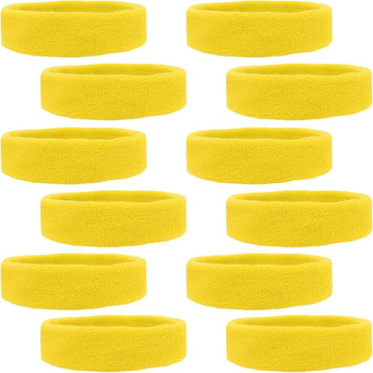 12 Sweatbands Cotton Sports Headbands Terry Cloth Moisture Wicking Athletic Basketball Headband by Kenz Laurenz