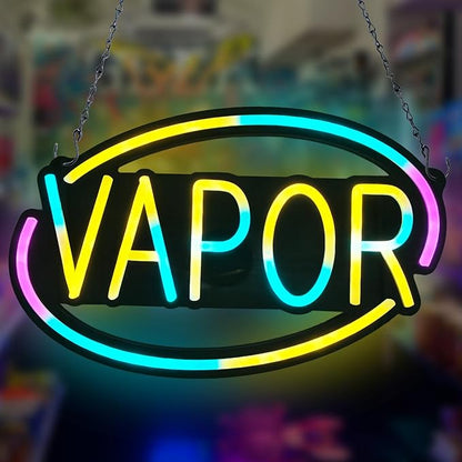VAPOR-LED Neon Sign for Business,16x10 inch Vape Smoke Shop Sign RGB Bright Led for Window Wall Door VapeSmoke Store
