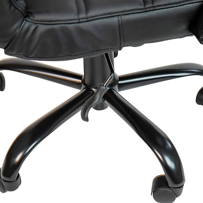 Flash Furniture Whitney Mid-Back Swivel LeatherSoft Desk Chair with Padded Seat and Armrests, Adjustable Height Padded Office Chair, Black