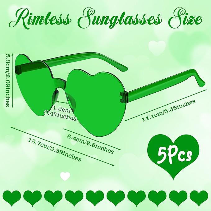 PLULON Heart Sunglasses for Women 5/12/25 Pcs, Heart Glasses Valentine Day Rimless Shaped Candy Color Fun Glasses Party Favor