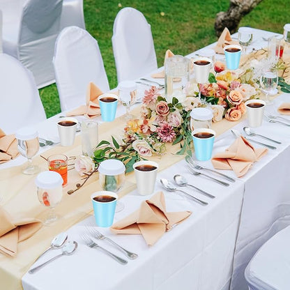 100 Pcs Blue and White Plastic Cups 12 oz, Bulk Light Blue Disposable Party Graduation Cups for Graduation Bachelorette Wedding Birthday Baby Shower Bridal Theme Party Supplies Decorations