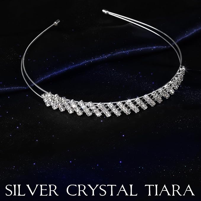 Teenitor Crown, 5pcs Tiaras for Women, Tiara Crown, Silver Tiara for Little Girls Rhinestone Headbands Wedding Headband Party