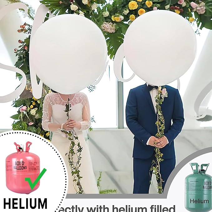 PartyWoo White Balloons 4pcs 36 Inch Extra Large Big Jumbo Giant Matte White Latex Helium Balloons for Wedding Bridal Graduation Engagement Baby Shower Birthday Tea Party Decorations White-Y13