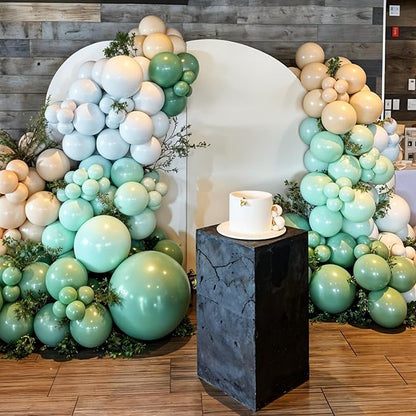 Sage Green Brown Balloon Arch Kit, 122Pcs Avocado Dusty Green Apricot Sand White Tan Balloons for Boy Girl Neutral Safari Baby Shower Woodland Birthday Dinosaur Party Summer Decorations