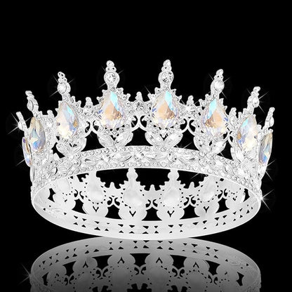 Queen Crown Rhinestone Wedding Crowns and Tiaras for Women Costume Party Hair Accessories Princess Birthday Crown Crystal Bridal Crown (Silver Crown-Moonlight)