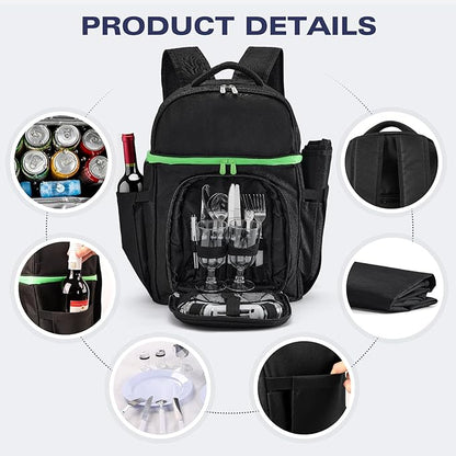Picnic Backpack - Picnic Set for 2 Person with 2 Insulated Cooler Compartment, Blanket and Cutlery Set, Ideal Bridal Shower Gifts, Engagement Gifts for Couples & Unique Wedding Gifts for Couples 2025