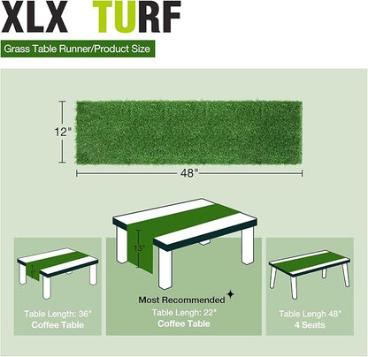 XLX TURF Christmas Artificial Grass Table Runner - Green Fake Grass for Mantel Decor Football Table Centerpiece Golf Theme Party, Birthday, Holiday, Banquet, Dining - 12 x 48 Inch