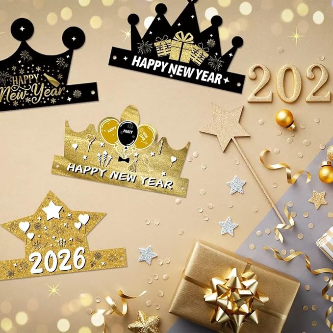 Happy New Years Decorations for Party Supplies 2026, New Years Eve Party Supplies with Balloons Happy New Year Banner Eve Glasses Headband 2026, Happy New Year Party Decorations Set