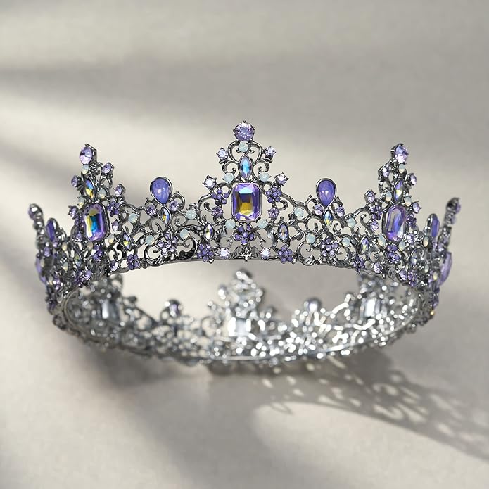 SWEETV Queen Crown for Women - Baroque Wedding Tiaras and Crowns,Jeweled Tiara Crown,Prom Birthday Halloween Hair Accessories